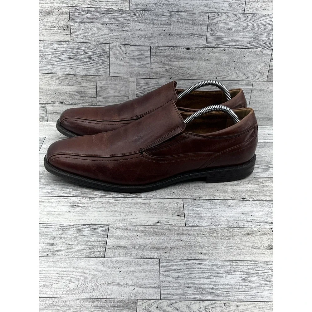 Florsheim Shoes Mens Size 10D Leather Memory Foam Slip On Square Toe Comfort Dre